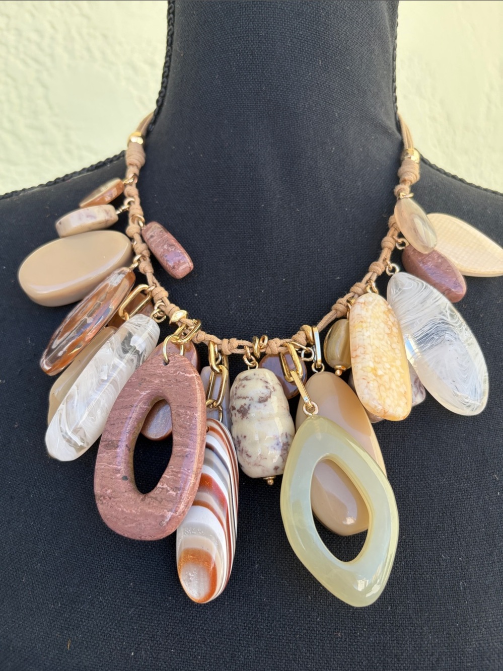 Chico's Neutral Multi-Stone Statement Necklace